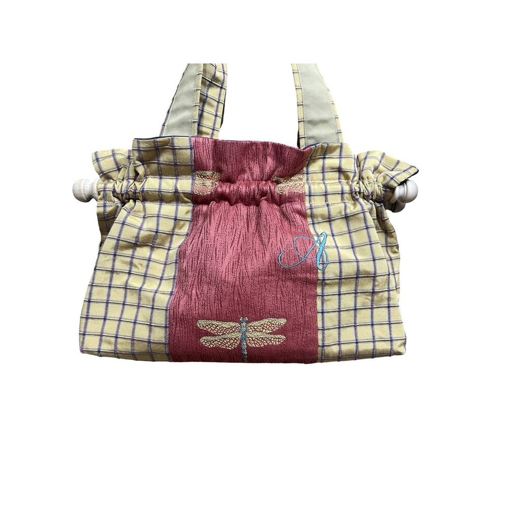 Granny Cottage Core Fabric Tote Dragonfly Ruffle Tote Shoulder Bag Purse